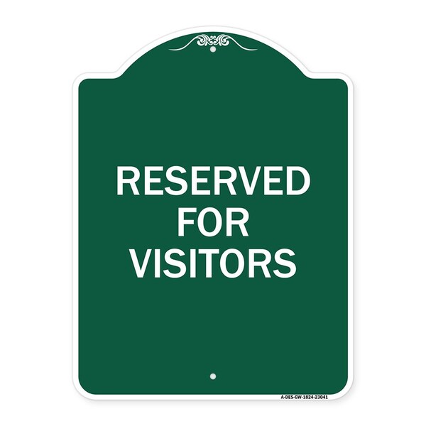 Reserved Parking Reserved Parking for Visitors, Green & White Alum, 18" x 24", GW-1824-23041